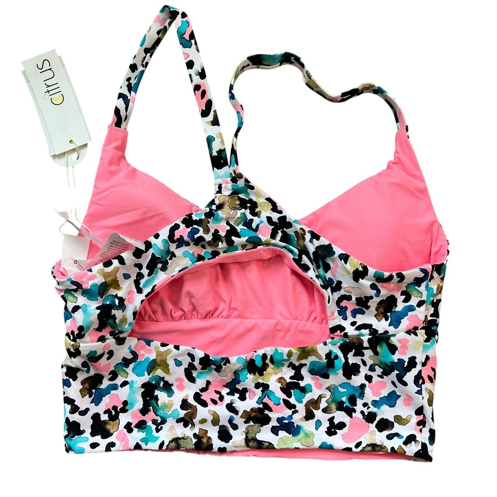 Citrus Bikini Top Reversible Womens Small Multicolor Animal Print CT2BL82 NWT - Picture 3 of 11